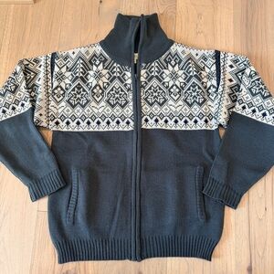 Vintage Haband Men’s Chunky Full Zip Nordic Mock Neck Cardigan Grandpa Grunge